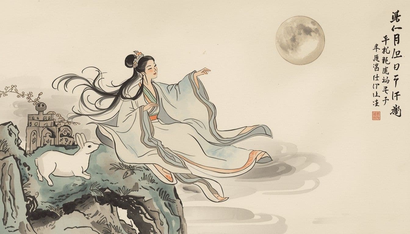 Mid-Autumn Festival travel guide 2026 — crowded Chinese street at night with red lanterns, incense smoke, mooncake vendor, and full moon