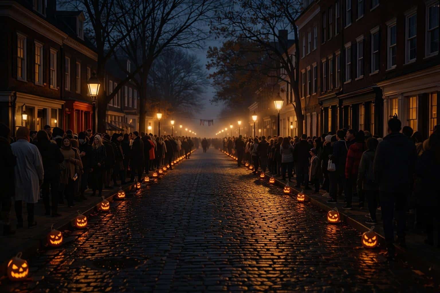 salem massachusetts halloween street night atmosphere