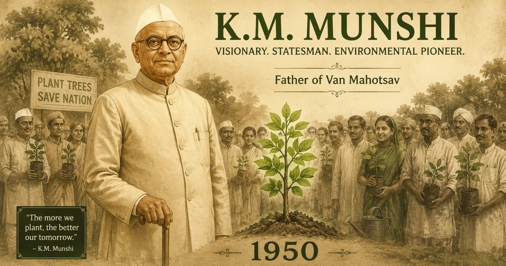 K.M. Munshi founder of Van Mahotsav 1950 India tree planting movement