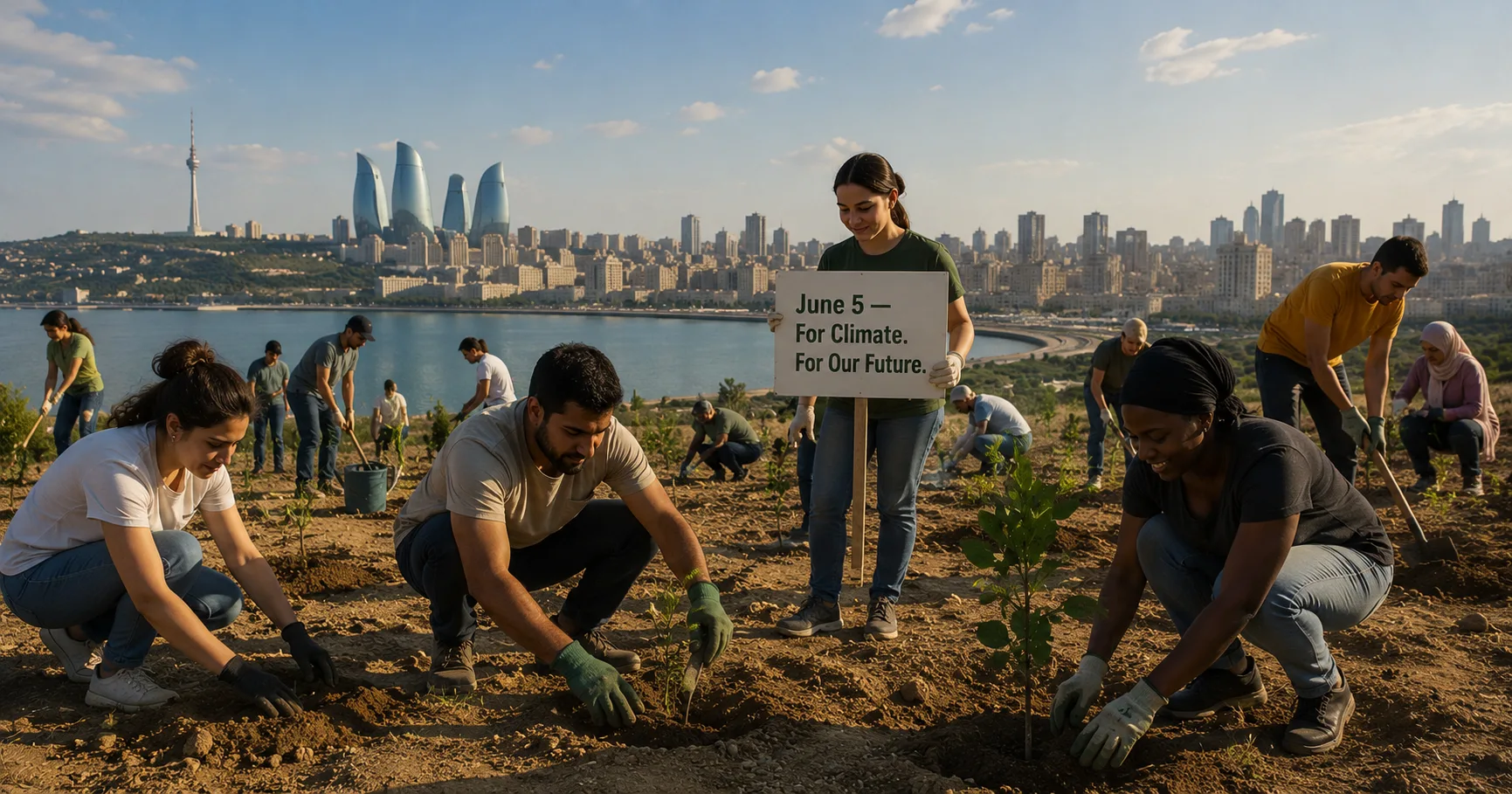 World Environment Day 2026 Azerbaijan host - people planting trees in Baku for climate action