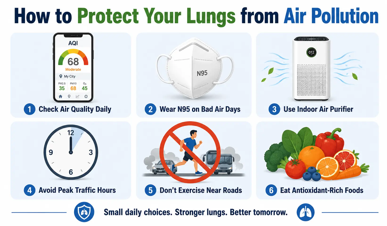 6 ways to protect your lungs from air pollution — N95 mask, air purifier, AQI monitoring tips