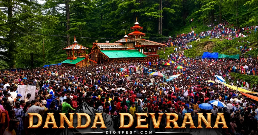 Danda Devrana Mela thousands gather at Rudreshwar Maharaj temple in Uttarkashi deodar forest Rawain Valley